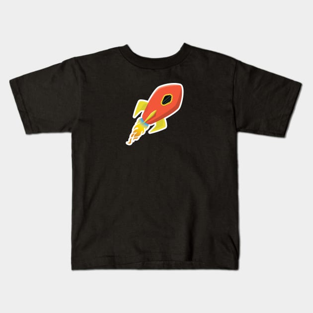 Cute Orange Rocket Ship Kids T-Shirt by NPolandDesigns